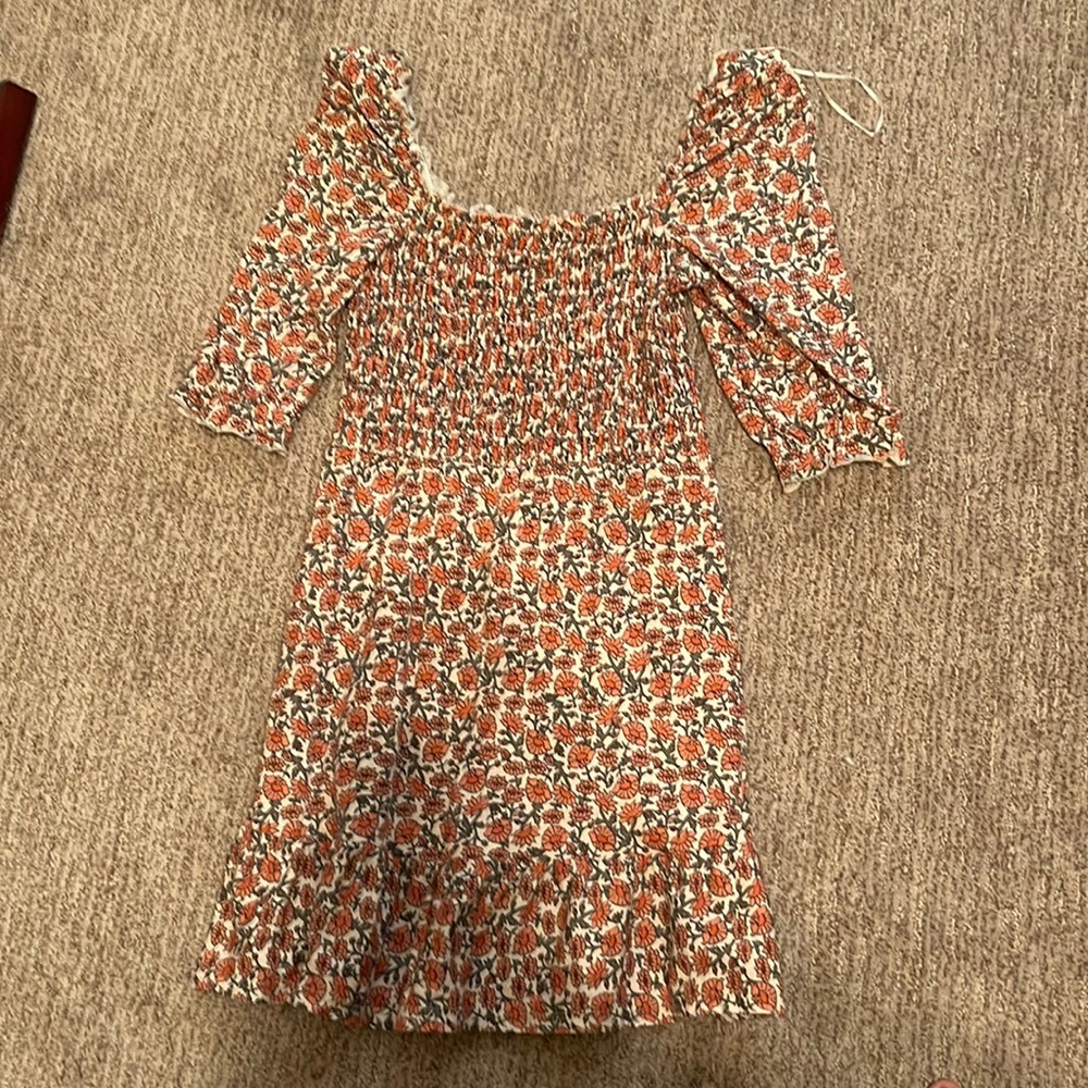 ASOS smocked floral puff sleeve dress
